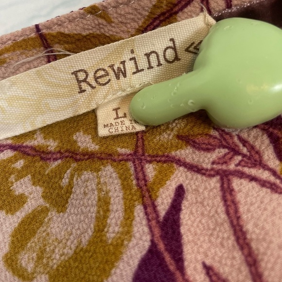 REWIND Floral Leaf Pink Mauve Tank Top Blouse Woman’s L V Neck Business Casual - Picture 10 of 12